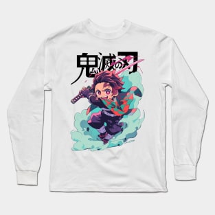 Tanjiro fire breathing sword fight Long Sleeve T-Shirt